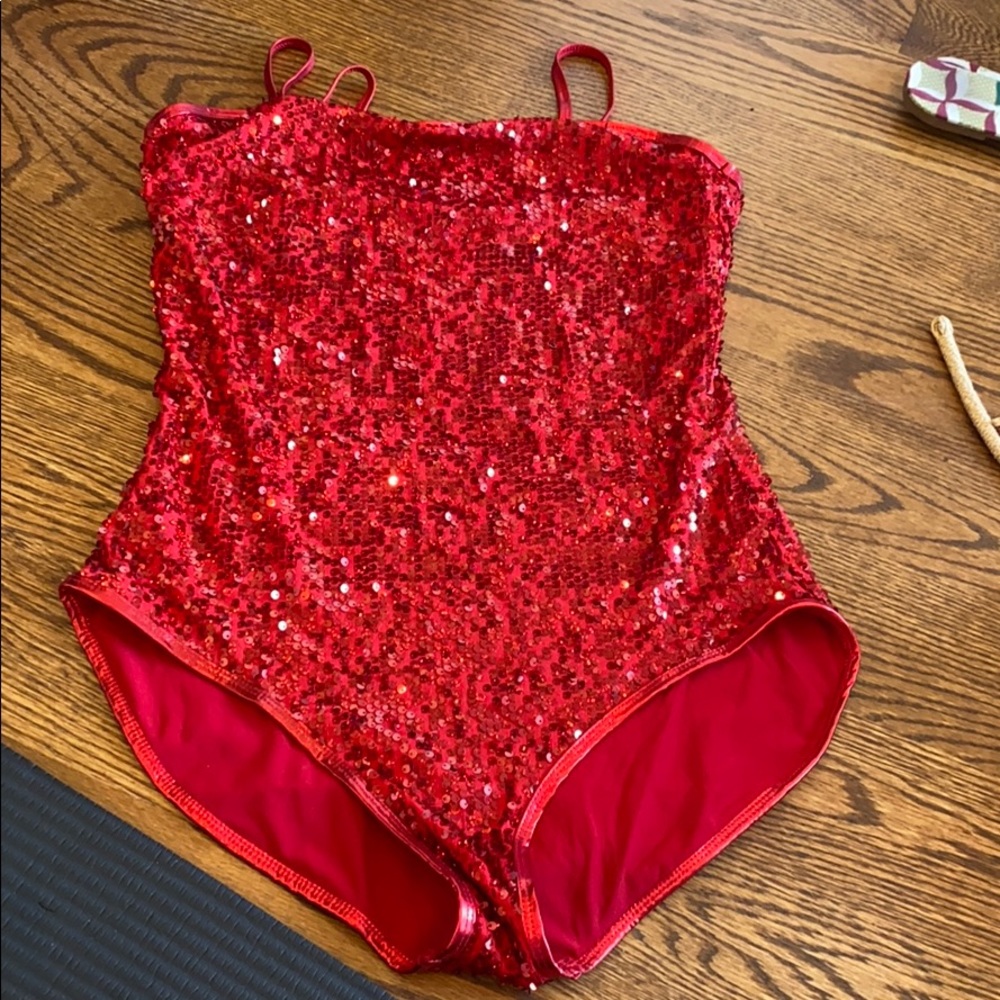 Red Sequined Leotard Sz L